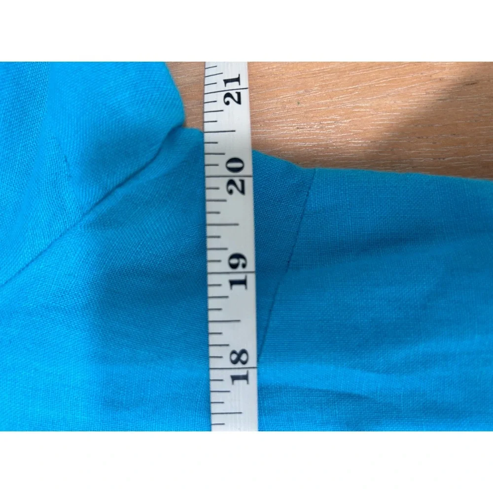 Talbots Irish Linen Jacket Womens 12 Turquoise Blue 3/4 Sleeve‎ Coastal Luxury